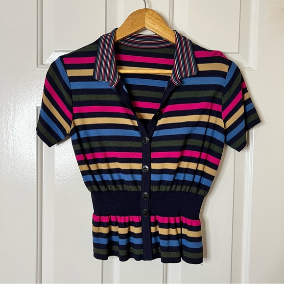 Vintage | Striped Retro Rainbow Polo - Picture 1 of 2